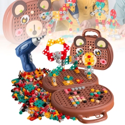 MYACUC Design And Drill Toys, Construction Toys, Construction Sets With Drill Toy, Toolbox Set (Included 203 PCs)for Creative Building And Repair