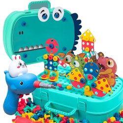 MYACUC Design And Drill Toys, Dinosaur Toy Magic Montessori Play Toolbox Design And Drill Stem Toys for 5 Year Old +, Best Christmas Gift List
