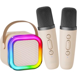 MYACUC Kids Karaoke Machine, Karaoke Microphone Machine Toy With 2 Wireless Microphones, Portable Bluetooth Speaker Gift With Colorful Lights