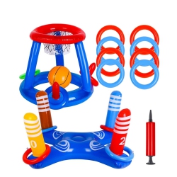 MYACUC Pool Toys Games Set, Inflatable Floating Basketball Hoop And Inflatable Ring Toss Pool Games for Adults