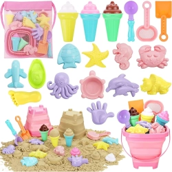 MYACUC Kids Toyspit Pretend Play Toy, 20PCs Beach Toys With Bag Box Toys for Girls In Sand