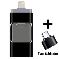 GREEN SCENIC Multifunctional Flash Drive USB 3.0 Type-C for Android/iphone/computers Small, Durable, Portable, High-Capacity Storage Device (Black