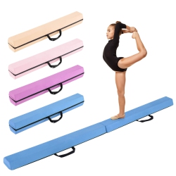 COSTWAY 7 Ft Folding Balance Beam Foam Floor Gymnastic Beam With Carrying Handles Blue/purple/khaki