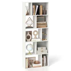 COSTWAY 1/2 PCs 63" Tall Floor Standing Open Bookshelf With 10 Cubbies 5 Back Anti-Falling Panels