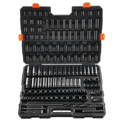 VEVOR 130 Piece Impact Socket Set 3/8" & 1/2" - Sae & Metric Drive Socket Set - 6 Point Cr-Mo Alloy Steel for Auto Repair - Easy-To-Read Size