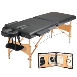 VEVOR 28" W Portable Massage Table, 2 Folding Lightweight Massage Table, 8-Level Height Adjustable Salon Tattoo Bed, Spa Table \w Headrest, Hand