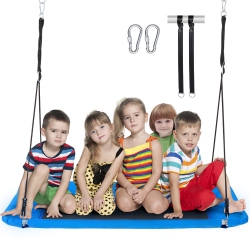 VEVOR 60 Inch Platform Swing, Platform Tree Swing for Kids And Adults, 700Lbs Weight Capacity Outdoor Swing, 900D Oxford Fabric Swing Seat \w 2 Tree