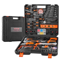VEVOR 216 Piece Tool Kit, General Household Hand Tool Set, Home Repairing Tool Kit \w Portable Tool Storage Case, High-Quality Steel, for Home