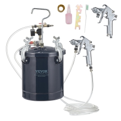 VEVOR 10L/2.5Gal Spray Paint Pressure Pot Tank, Air Paint Pressure Pot, 1.5Mm+4MM Two Nozzles Two Spray Paint Guns, 60Psi Max, for Industry Home