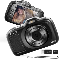 NBD 64Mp Digital Cameras for Photography, 4K Point And Shoot Camera, 16X Zoom Compact Travel Cameras, Auto Focus Camera for Beginners Teens Kids And