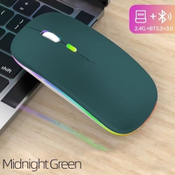 GREEN SCENIC Dark Wireless Ultra-Thin 2.4G Rechargeable Wireless Silent Mouse - Three-Level Dpi, 30-Day Battery Life, Slim Ergonomic Design