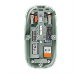 GREEN SCENIC Transparent Wireless Bluetooth Mouse, Three-Mode Silent Rechargeable, 1600Dpi Silent Click, Suitable for Ipad Mobile Tablet Games And