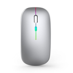 GREEN SCENIC Silver 2.4G+5.0 Bluetooth Dual Mode Color Luminous Rechargeable Silent Professional Wireless Mouse - Ergonomic, Noiseless Clicking, 10M