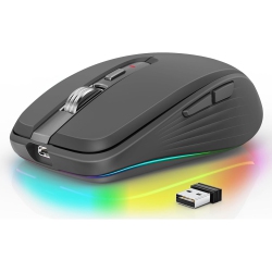 GREEN SCENIC 2.4Ghz Dual Mode Bluetooth Wireless Mouse, Dual Mode Bluetooth \w Receiver, 2400 Dpi Adjustable Bluetooth Mouse \w RGB Light for Desktop
