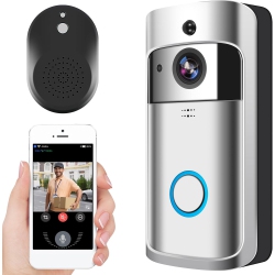 GREEN SCENIC Wireless Video Doorbell Camera Video Doorbell Wifi Security Doorbell With Ringtone (Silver + USB Ding Dong)