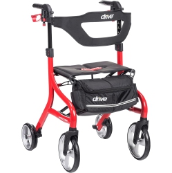 DRIVE MEDICAL Nitro Sprint Foldable Rollator Walker With Seat, Tall Height Lightweight Rollator