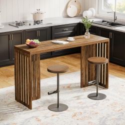 LANTINE Bar Table, 63-Inch Counter Height Pub Table, Industrial Bar Height Table, Rectangular High Top Kitchen & Dining Counter Tables \w Louvered