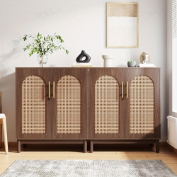 LANTINE Rattan Sideboard Buffet Cabinet \w Storage, 59 Inch Accent Cabinet \w Doors, Storage Cabinet for Dining Room, Living Room, Kitchen, Ranttan