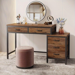 LANTINE Furniture for Home, 5 Drawers Computer Desk, Desk With Reversible File Drawer Cabinet for Home Office