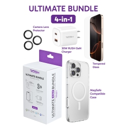 RUSH Ultimate Bundle for Iphone 16 | Ultra Clear Magsafe Case, Screen Protector, Camera Protector And 30W Gan Iphone Fast Charger