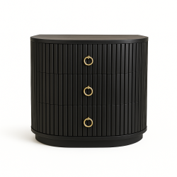 VAST Bedside 3 Drawers Cabinet - In Black