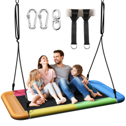 MIHOVER 60" Giant Platform Tree Swing 700Lb Weight Capacity Durable Steel Frame - Rainbow