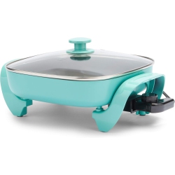 GREENLIFE 12" 5Qt Square Electric Skillet, Glass Vented Lid, Ceramic Pfas-Free Nonstick Interior, Adjustable Temperature Control, Cool Touch