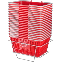 VEVOR 16.5 X 11.8 X 8.27 Inch Shopping Basket, Set Of 20, 21L Durable Plastic Grocery Basket \w Handle And Stand, Portable Shop Basket Bulk Used For