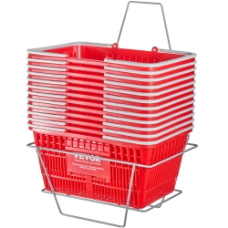 VEVOR 16.5 X 11.8 X 8.27 Inch Shopping Basket, Set Of 12, 21L Durable Plastic Grocery Basket \w Handle And Stand, Portable Shop Basket Bulk Used For
