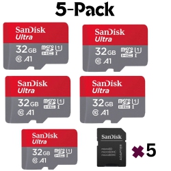 SANDISK 5 Pack 32GB Ultra Microsdhc Uhs-I Memory Card With Adapter - 120Mb/s, C10, U1, Full HD, A1, Micro Sd Card - Sdsqua4-032G-Gn6Mn Plus 5 Adpater