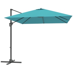 OUTSUNNY 8' X 8' Square Patio Hanging Offset Umbrella \w 360° Rotation, Aluminum Outdoor Cantilever Parasol \w Crank & Tilt, Sun Canopy Shelter \w