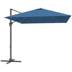 OUTSUNNY 8' X 8' Square Patio Hanging Offset Umbrella \w 360° Rotation, Aluminum Outdoor Cantilever Parasol \w Crank & Tilt, Sun Canopy Shelter \w
