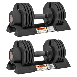 SOOZIER 4-Level Adjustable Dumbbells, 2 X 22Lbs Rubber Weights Exercise Fitness Dumbbell Set \w Non-Slip Handles And Tray for Men Women Home Gym