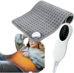 GREEN SCENIC Heating Pad Relieves Back Pain And Cramps Electric Heating Pad 10 Heat Settings Automatic Shutoff 43 84Cm Snap-On In Grey