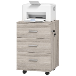 VINSETTO Small File Cabinet \w 3 Drawers And Lock, Mobile Vertical Filing Cabinet \w Wheels, Under Desk Office Drawer, 15.7" X 15.7" X 24.2" Wood
