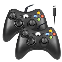 PRIME MADE Reiso Xbox 360 Controller, 2 Packs 7.2 Ft USB Wired Controllers Gamepad Compatible With Microsoft Xbox 360 & Slim 360 PC Windows 7