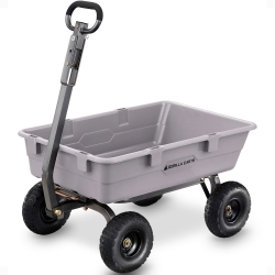 GORILLA CARTS 800 Pound Capacity Heavy Duty Poly Yard Dump Utility Cart In Gray