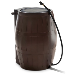 FCMP OUTDOOR Rc4000 50 Gallon Outdoor Rain Water Catcher Barrel Container In Brown