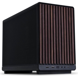 LIAN LI A3-Matx-Wd-26.3L Micro Form Factor Chassis - Black, Wood Front Panel, Supports 360MM Aio, M-Atx/itx, Modular Design