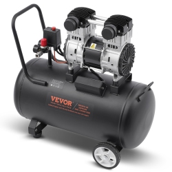 VEVOR 15 Gallon Air Compressor, Steel Tank, 2HP 5.3 Cfm90 Psi Oil Free Air Compressor & Max. 125Psi Pressure, 78Db Ultra Quiet Portable Compressor