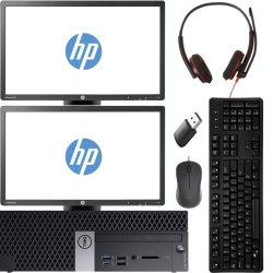 DELL 5070HP E231 (Refurbished Excellent) Dell Optiplex 5070 Sff Desktop Bundle | Intel Core I5, 16GB Ram, 512GB SSD, Windows 11 Pro + Dual HP 23”