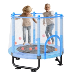 VEVOR 60" Kids Trampoline, 5Ft Indoor Outdoor Trampoline, Mini Toddler Recreational Trampolinewith Safety Enclosure Net And Basketball Hoop, Gifts