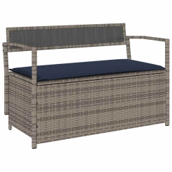 VIDAXL Garden Storage Bench With Cushion Poly Rattan In Grey