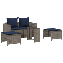 VIDAXL 5 Piece Garden Sofa Set With Cushions Stackable Poly Rattan In Grey
