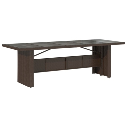VIDAXL Garden Table With Glass Top 240X90X75 Cm Poly Rattan In Brown