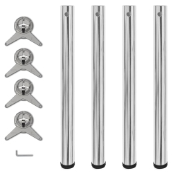 VIDAXL 4 Height Adjustable Table Legs Chrome 710 Mm