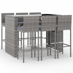 VIDAXL 7 Piece Garden Bar Set With Cushions Poly Rattan In Grey