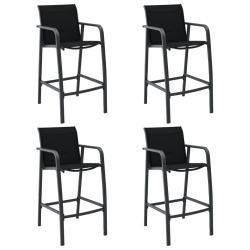 VIDAXL Garden Bar Chairs 4 PCs Textilene In Black