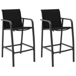 VIDAXL Garden Bar Chairs 2 PCs Textilene In Black