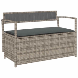 VIDAXL Garden Storage Bench With Cushion Poly Rattan In Grey